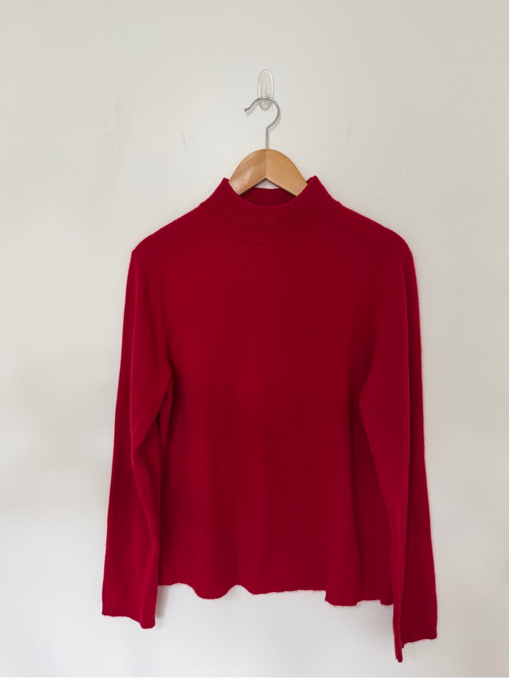 Lord & Taylor 100% Cashmere 2 Ply Red Mock Neck Turtleneck Sweater XL Soft Knit